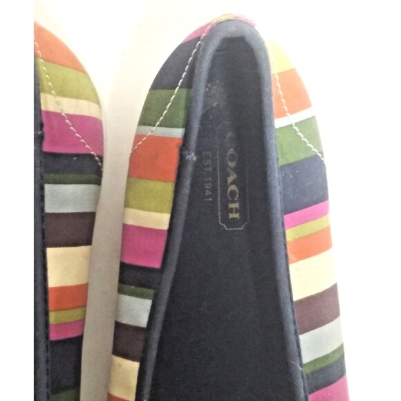 Coach Abbe shoes loafers slip-on multicolor Striped Canvas Women's 8B flats - Picture 9 of 10
